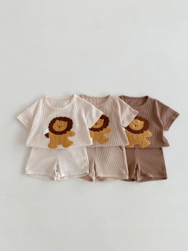 2024 New Summer Infant Baby Girls Little Lion Design Tops With Shorts Sets Wholesale