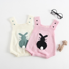 Sweet knitted rabbit design overalls romper for baby