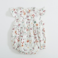 flower print design sleeveless romper for baby/toddler girl in summer