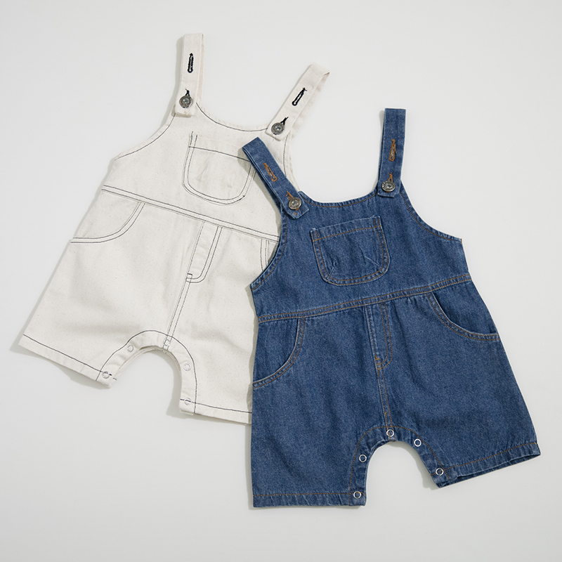 adjustable shoulder strap cowboy pants for unisex baby in summer