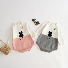 cat pattern one-piece for 0-2 years baby
