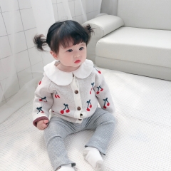 Baby/ Toddler Girl's Cherry Print Round Collar Coat