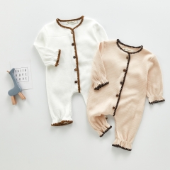Custom newborn baby spring autumn clothes romper unisex knitting long sleeve lovely solid romper wholesale