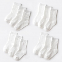 Autumn and winter new children's socks pure cotton boneless student socks pure white socks for boys and girls 1-12 years old