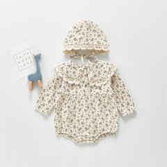floral prints new design custom labels spring girl children rompers wholesale