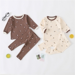 Best seller! Infant baby girl boy spring autumn floral print round-collar long-sleeve T-shirt & cute pants wholesale