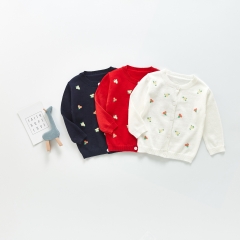0-2 Years Old Baby Buttons Up Flower Decroation Winter Cardigan School Sweater Wholesale