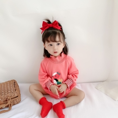 2021 baby girl bat sleeve three-dimensional deer design one-piece wholesale