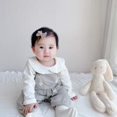 Baby Girl Embroidered Overalls & Solid Top In Sets Wholesale