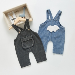 Baby Unisex Cowboy Angel Wings Backside Overall Wholesale