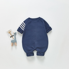 Baby Boy Four Strips on Sleeve Cotton Sport Long Jumpsuit In Autumn Wholesale