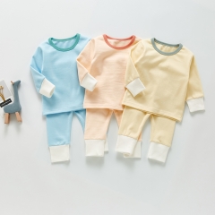 Baby Unisex Solid Cotton Top Combo Pants Sets in Spring Autumn Winter Wholesale