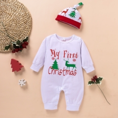 Baby Unisex My First Christmas Print Long Jumpsuit Wholesale