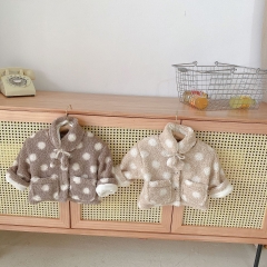 Baby Unisex Dot Design Sheep Curl Coat  in Winter Wholesale