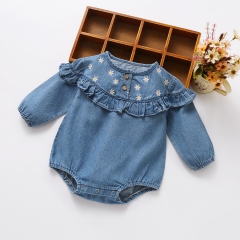 Baby Girl Cowboy Little Daisy Embroidery Pattern Romper Wholesale