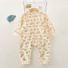 Baby Girl Fruit Print Long-sleeved Round Collar Jumpsuit Wholesale