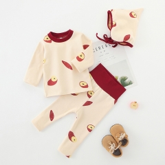 Baby Unisex Sweet Potatoes Print Round Collar Long-sleeved Top Combo Long Pants Sets Wholesale