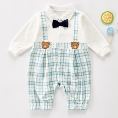 Baby Boy Grid False-2 pieces Jumpsuit Wholesale