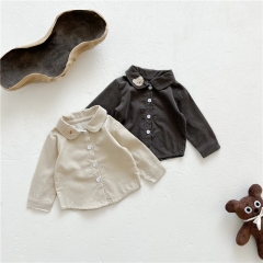 Baby Unisex Solid Shirt Bear Collar-on Pattern Clothing Wholesale