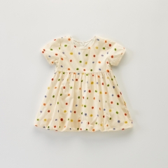 Baby Girl Dot Print Zip Back Design Dress Wholesale