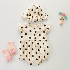 Baby Girl Dot Print Romper Combo Dot Print Hat In Summer Wholesale