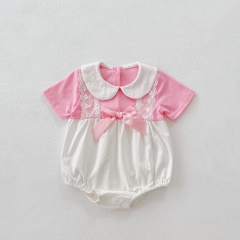 2022 baby summer romper Ancient style cheongsam baby clothes pink direct supplier of baby romper rainbow bubble wholesale
