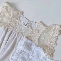Baby Girl Solid Square Collar Lace Short-sleeved Onesies Wholesale