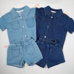 Baby Unisex Denim Top Combo Short Denim Pants In Sets Wholesale