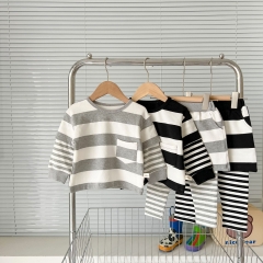 Baby Boy False 2-piece Strips Top Combo Long Pants In Sets Wholesale