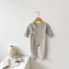 Baby Girl New Arrival 2-pieces Stripped Footies Romper with Hat In Sets Wholesale