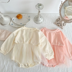 New Arrival Solid Top Combo Mesh Dress Wholesale