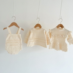 Baby Girl Hollow-out Retro 3-pieces Knitting Sets Wholesale