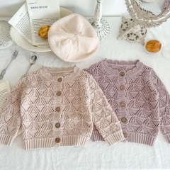 Infant Baby Girl Hollow-out Knitting Coat Air-condition Clothes Wholesale