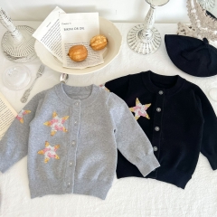 Ins Baby Clothes Korea Sequins Star Knitting Sweater Coat Wholesale