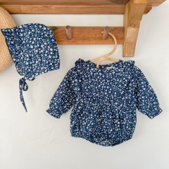 Infant Baby Little Floral Print Long-sleeved With Hat In Sets Wholesale