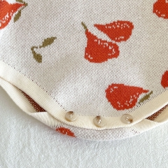 3-piece Pear Jacquard Top Onesies Overalls In Sets Knitting Sets Wholesale 3-piece Pear Jacquard Top Onesies Overalls In Sets Knitting Sets Wholesale