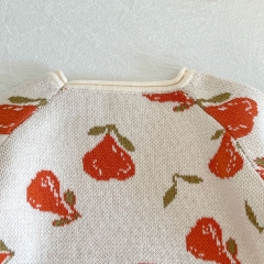 3-piece Pear Jacquard Top Onesies Overalls In Sets Knitting Sets Wholesale 3-piece Pear Jacquard Top Onesies Overalls In Sets Knitting Sets Wholesale