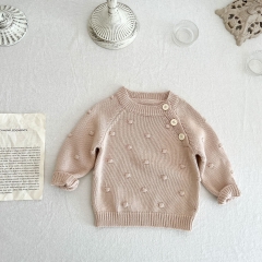 Infant Baby Unisex Hand Tick Bubble Pattern Long-sleeved Knitting Top Wholesale