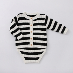 Infant Baby Classic Black & White Strips Top Combo Short Pants In Sets Wholesale
