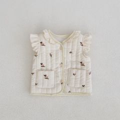 Infant Baby Girl Flutter Sleeve Velvet-in Vest In Winter Wholesale