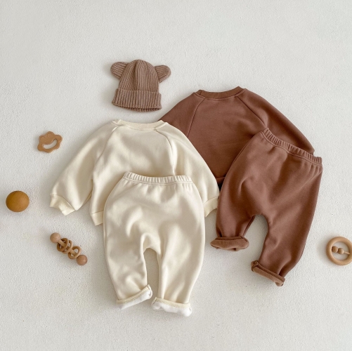 Infant Baby Unisex Lovely Cartoon Rabbit Velvet-in Top Combo Pants In Winter Wholesale