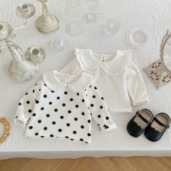 Infant Baby Girl Simpfy Dot Print Winter Baseshirt Wholesale