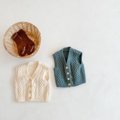 Infant Baby Girls Solid Twist Pattern Knitting Vest Wholesale