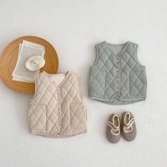 Infant Baby Solid Quilted Pocket Pattern Vest Wholesale