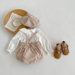 Ins 2023 Spring Long-sleeved Top Combo Lace Heart Pattern Overalls In Sets Wholesale