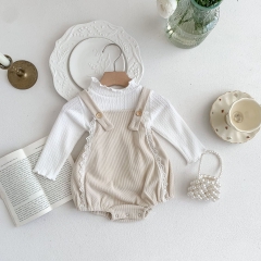 Infant Baby Solid Top Combo Spandex Corduroy Overalls In Sets Wholesale