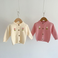 Infant Baby Floral Embroidery Knitting Coat In 2023 Spring Wholesale