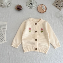 Infant Baby Floral Embroidery Knitting Coat In 2023 Spring Wholesale