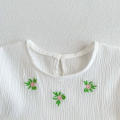 Infant Baby Girl Solid Color Embroidered Design Sleeveless Onesies Dress With Hat Wholesale