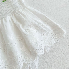 Infant Baby Girl Solid Color Embroidered Design Sleeveless Onesies Dress With Hat Wholesale